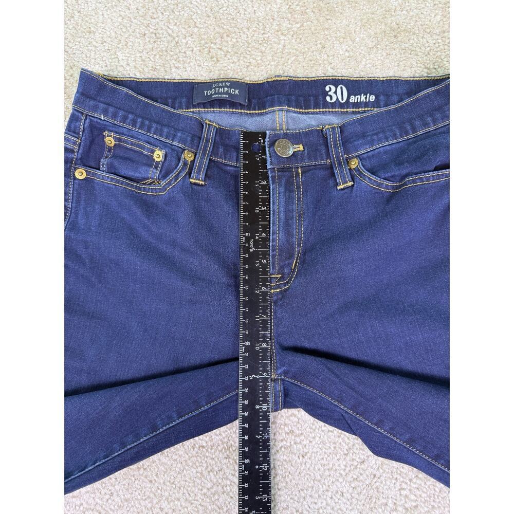 J. Crew Toothpick Jeans Women size 30 Blue Mid Rise Dark Wash Tapered Leg D742 - Picture 9 of 13